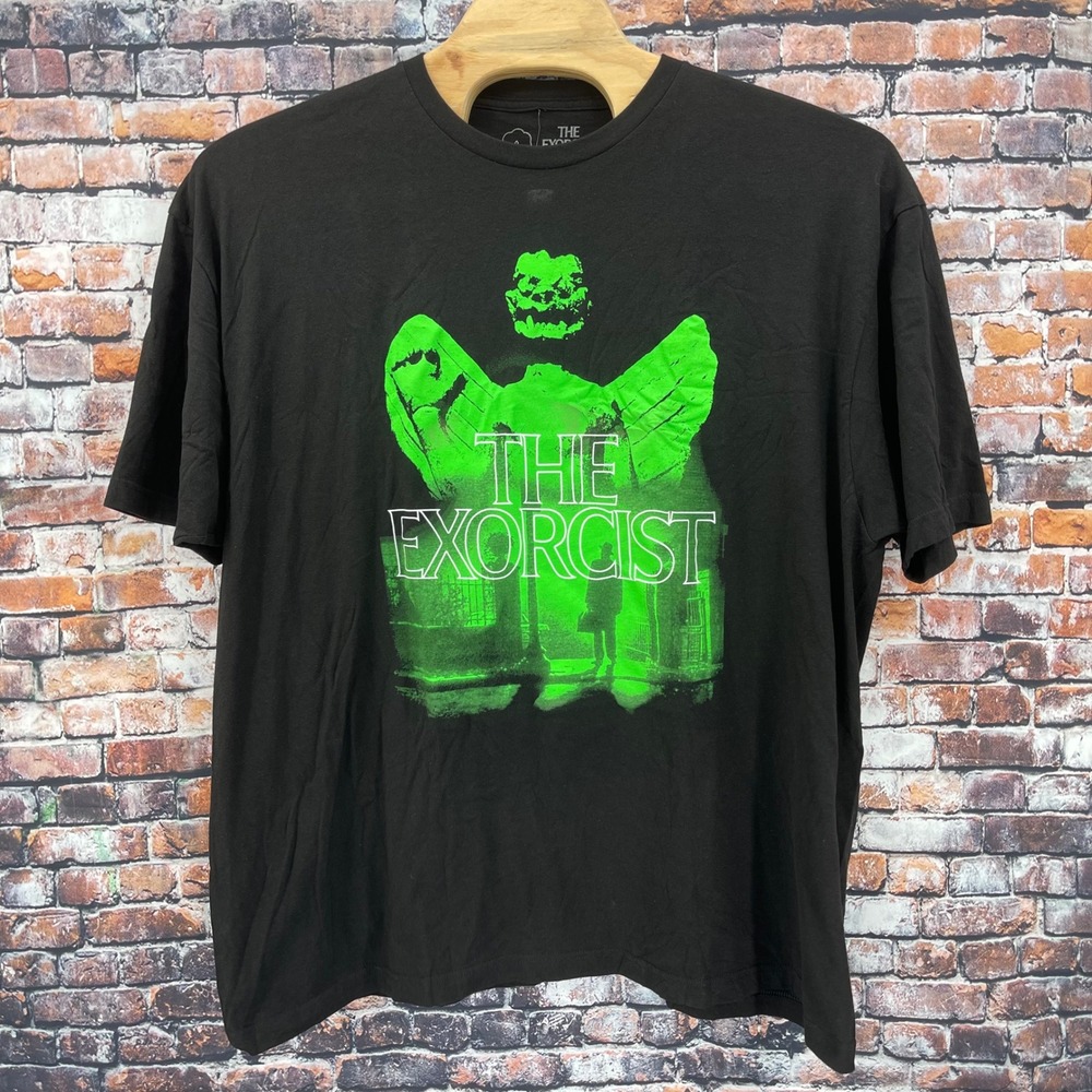 The Exorcist Movie Graphic T-Shirt Mens 3XL Black Neon Green Cotton Horror Tee